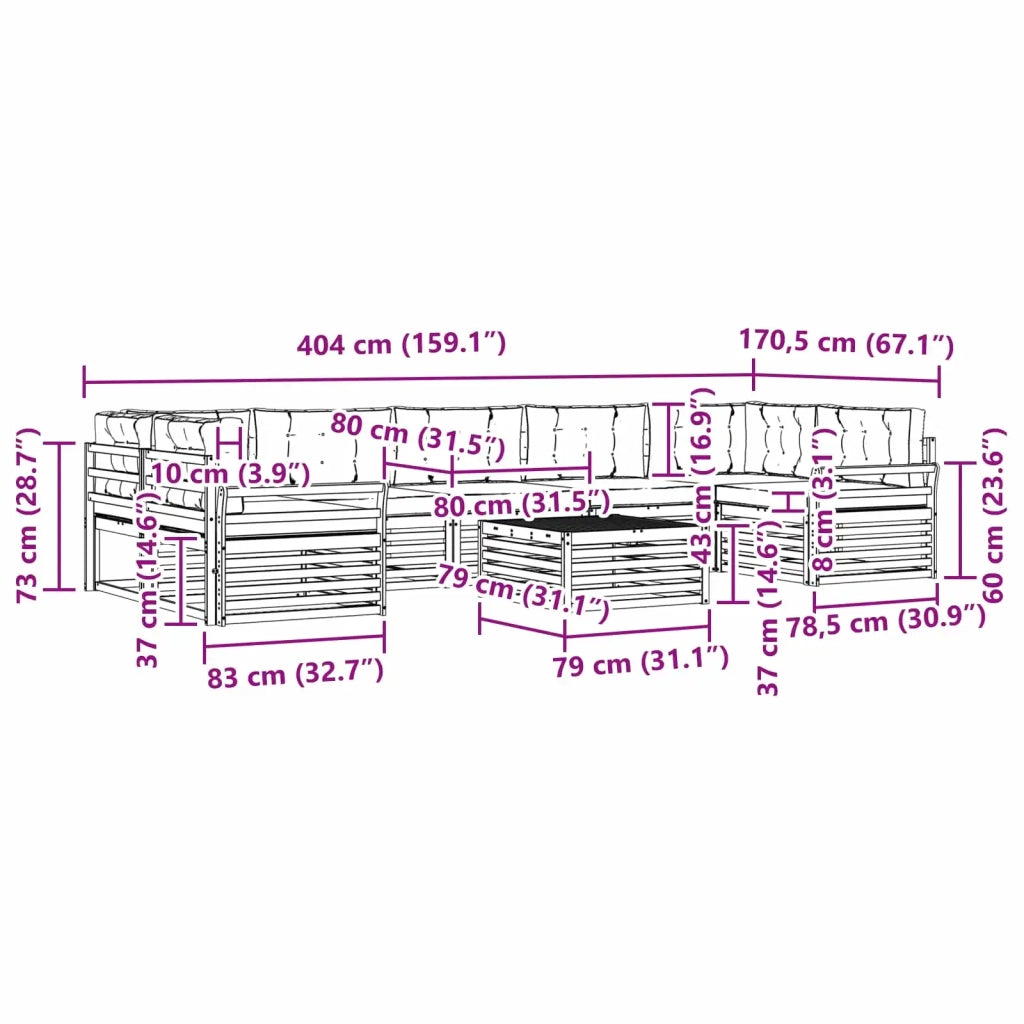 Set di divani da esterno 8 pcs Grigio Naturale e Chiaro 3373181