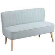 Divano 2 Posti Moderno in Tessuto Senza Braccioli con Gambe in Legno, 117x56.5x77 cm, Celeste