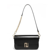 Borsa a tracolla da donna in vera pelle, nera.