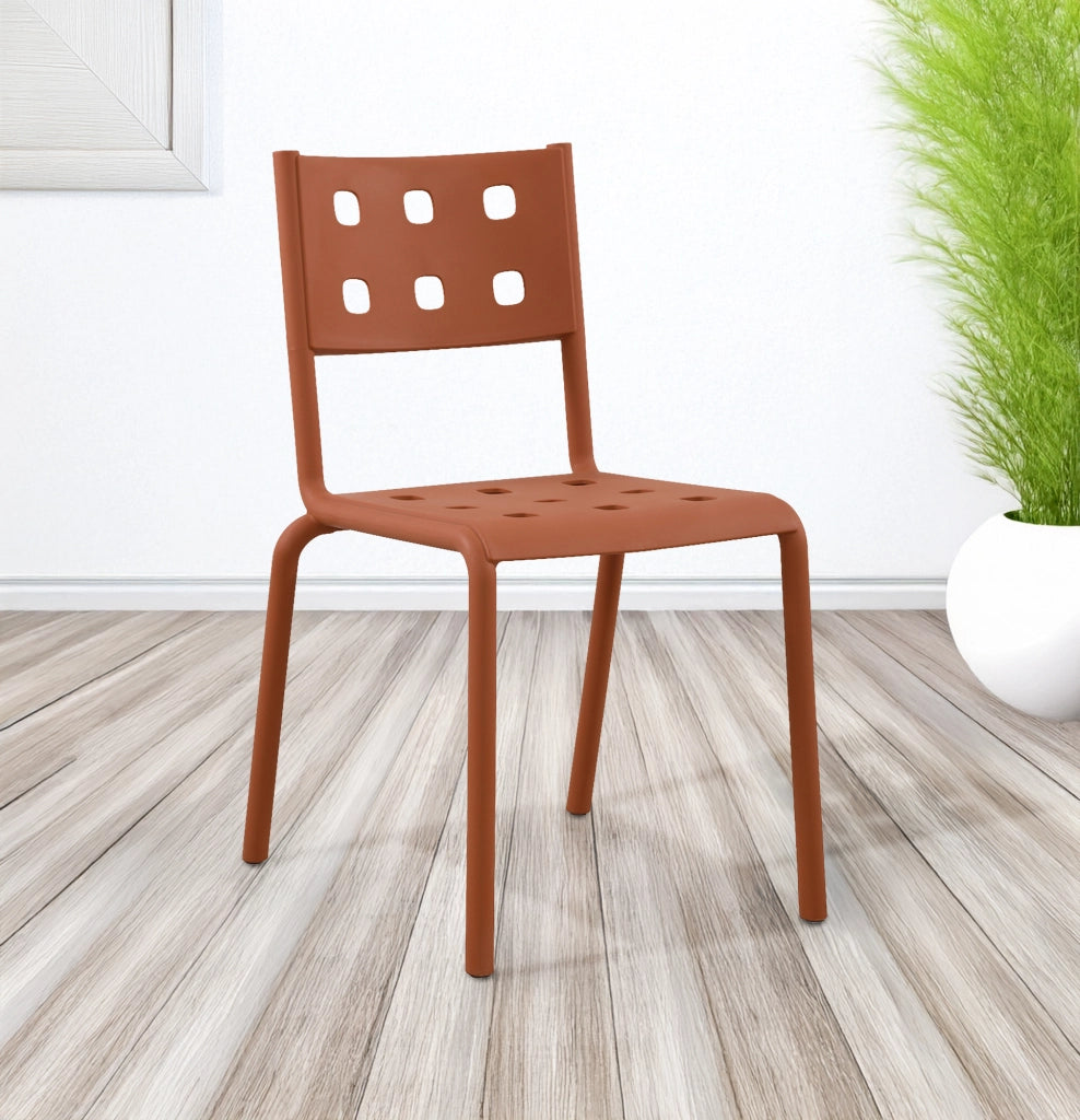 Set 4 Sedie In Polipropilene e Fibra Di Vetro Sedia Cucina Trattamento Uv Antiscolorimento Giardino Interno Esterno Moderne Robuste Resistenti Seduta Terrazzo Soggiorno Bar Ristorante Impilabili Zoe-Arancio
