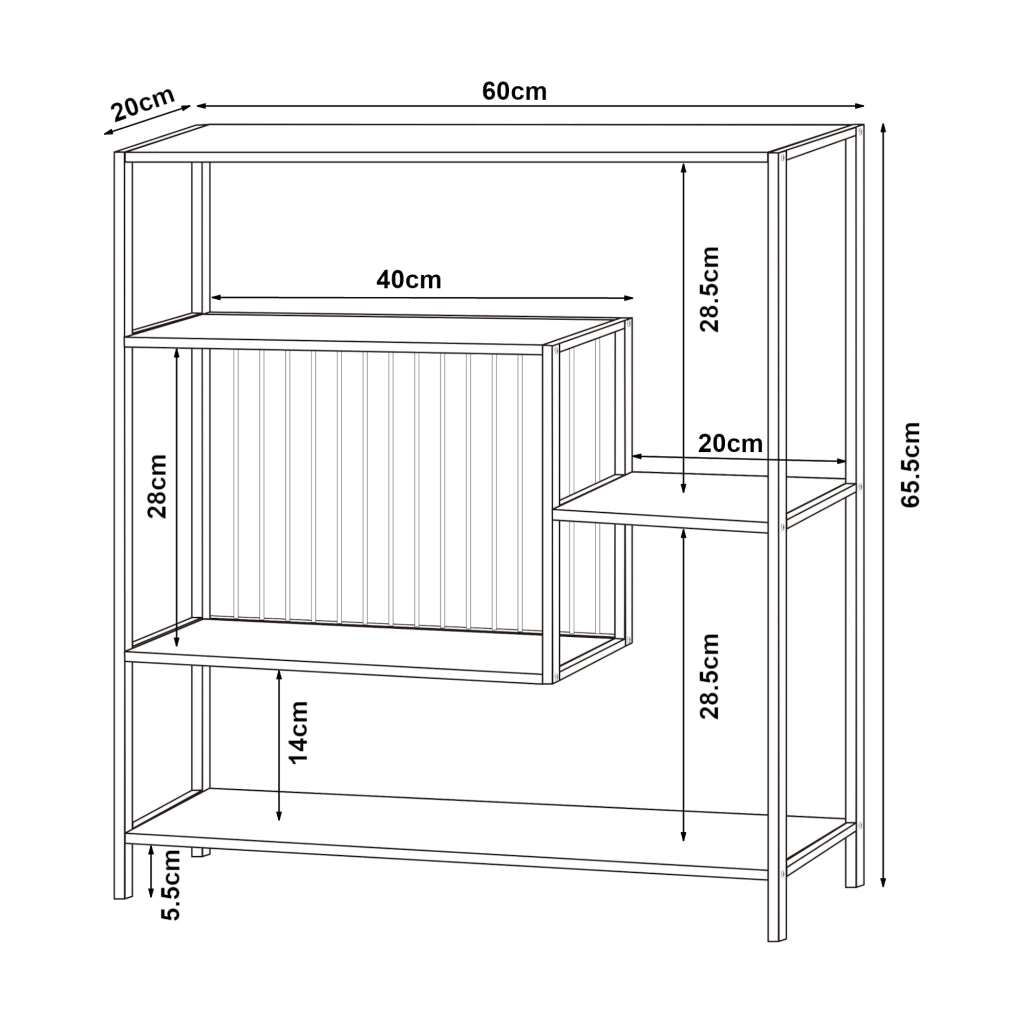Tavolo a Consolle Beesel 65,5 x 60 x 20 cm Metallo Nero [en.casa]
