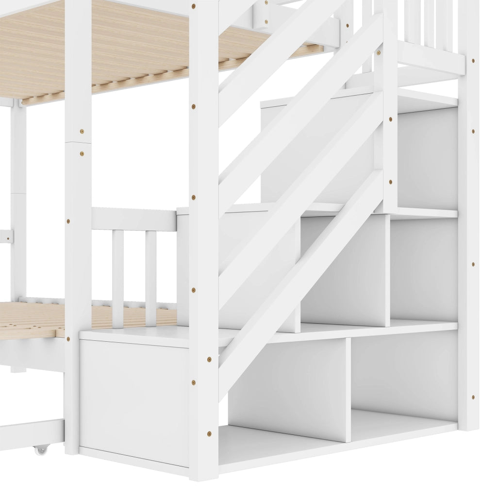 LETTO a castello 90x200 cm con letto estraibile, 2 cassetti, bianco