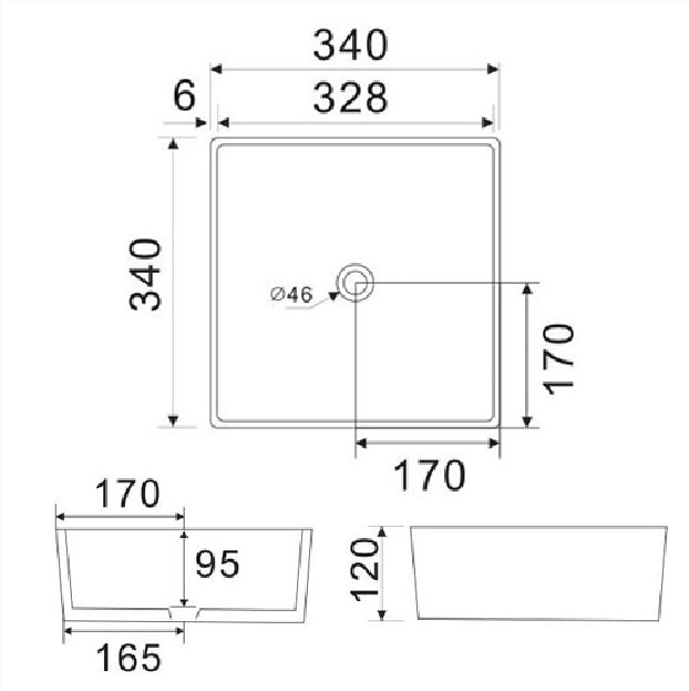 Lavabo appoggio 34.5x34.5 cm LA53 Bianco