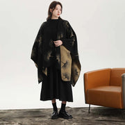 Mantella divisa ispirata al design Stylewave, ampio scialle da donna, calda mantella double-face.