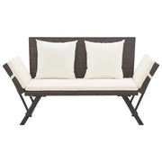 Panchina da Giardino con Cuscini 176 cm Marrone in Polyrattan 46231