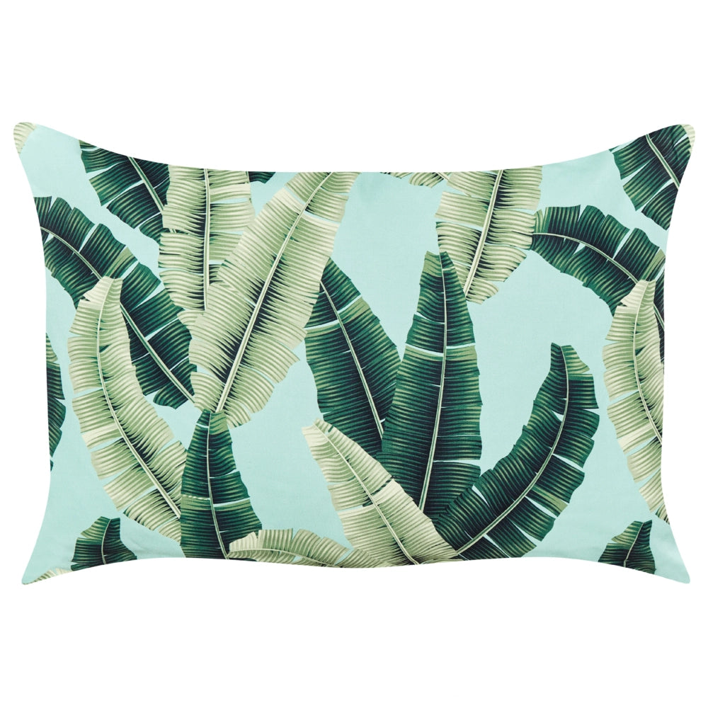 Set di 2 cuscini da giardino in poliestere verde 40 x 60 cm Motivo a foglie rettangolari Design moderno Cuscini decorativi