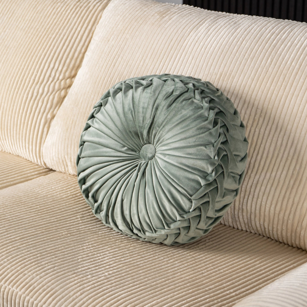 Cuscino Rotondo Zucca Effetto Velluto Circolari Per Divano Decorativo Letto 40 Cm  Verde