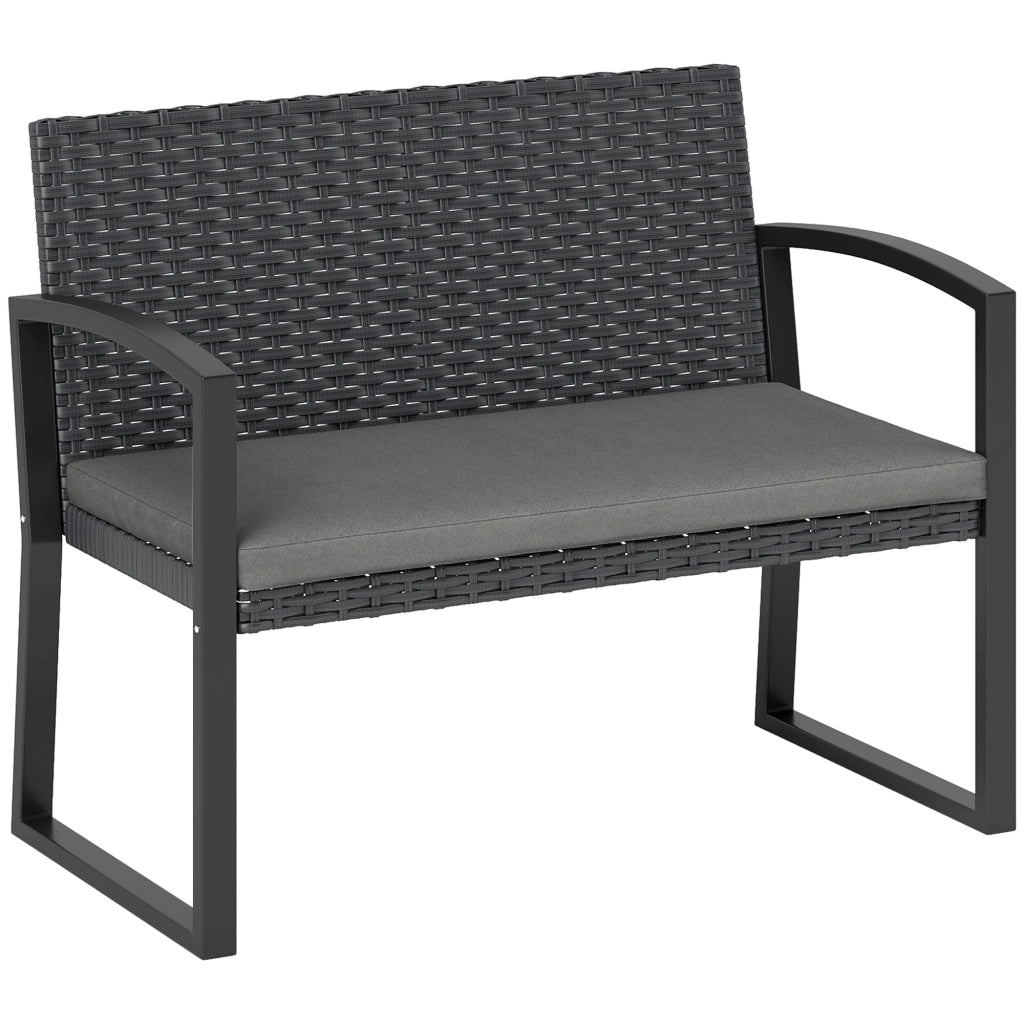 Panchina Giardino Set 2 Posti ¨C zephmum ¨C Resina Intrecciata Grigio Antracite 103x58x78cm