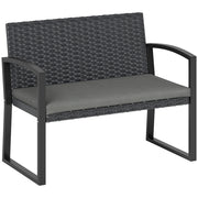 Panchina Giardino Set 2 Posti ¨C zephmum ¨C Resina Intrecciata Grigio Antracite 103x58x78cm