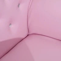 Set Poltrona per Bambini con Poggiapiedi e Bottoni Brillanti, Struttura in Legno con Imbottitura, Rivestimento PVC Rosa