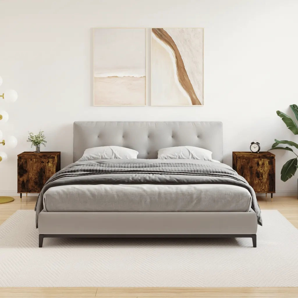 Comodini Rovere Fumo 2 pz-Set di 2 Tavolino da notte 40x30x50 cm in Legno Multistrato 574181