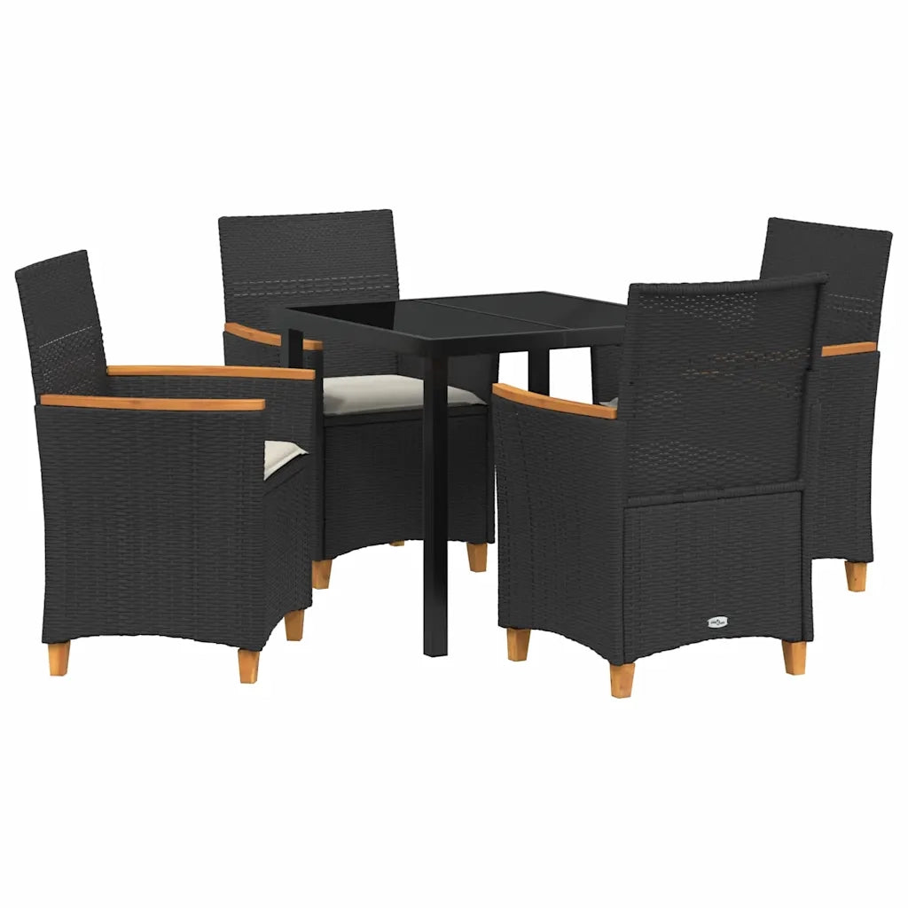 Set da Pranzo per Giardino 5 pcs Nero polyrattan 3381087