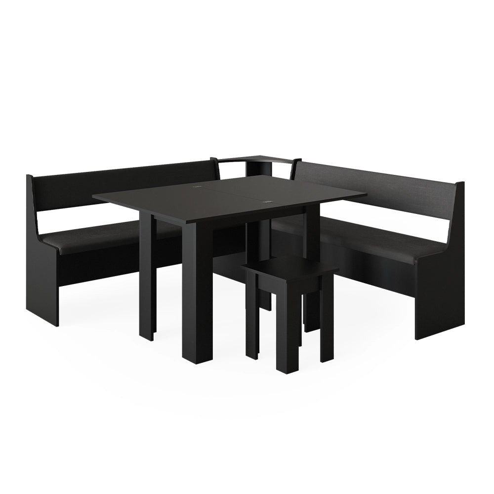 Vicco Gruppo panca ad angolo Nero 180 x 41.5 cm con tavolo