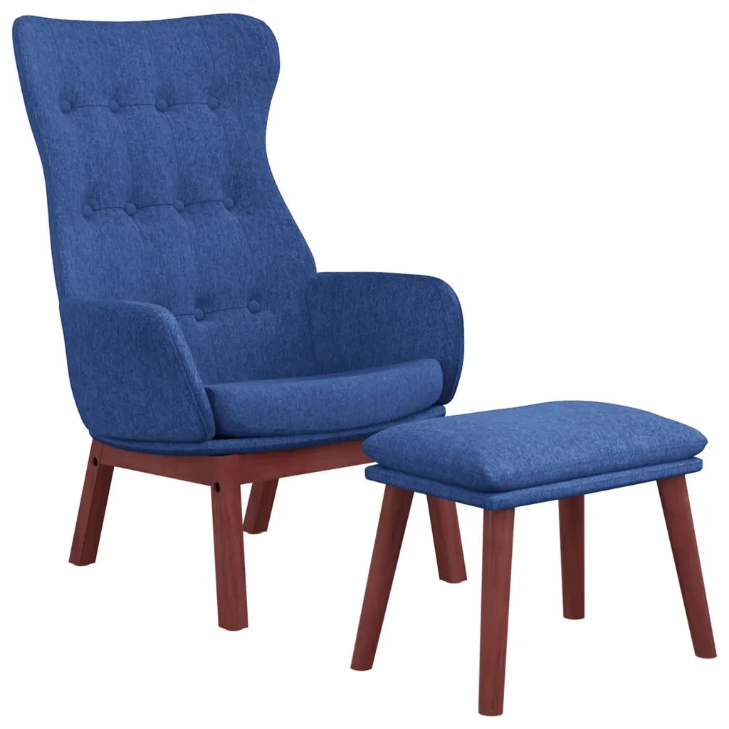 Poltrona Relax con Poggiapiedi Blu in Tessuto cod mxl 15481