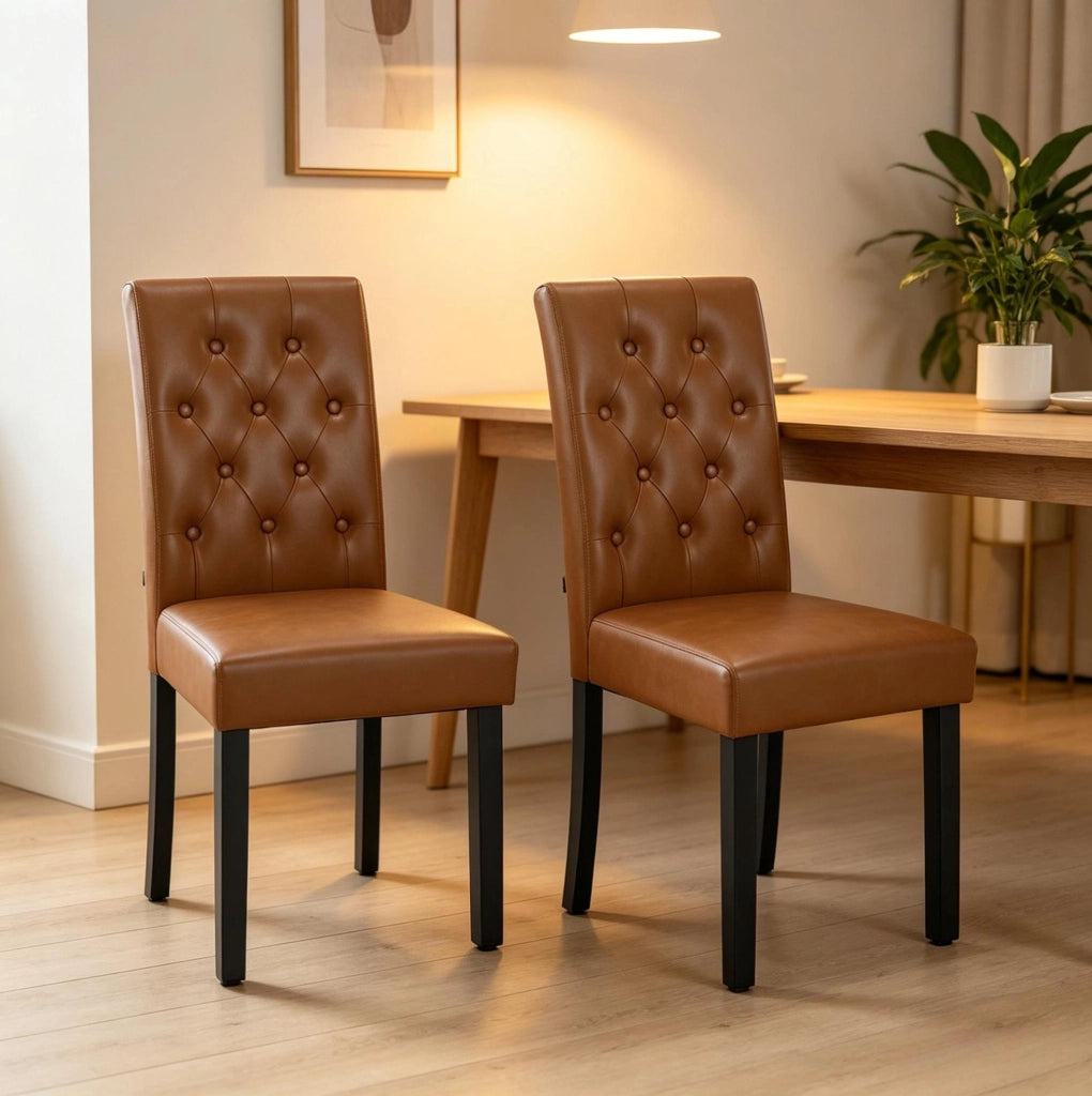 Sedia da pranzo 49 x 99 x 42 cm in similpelle marrone, set da 2