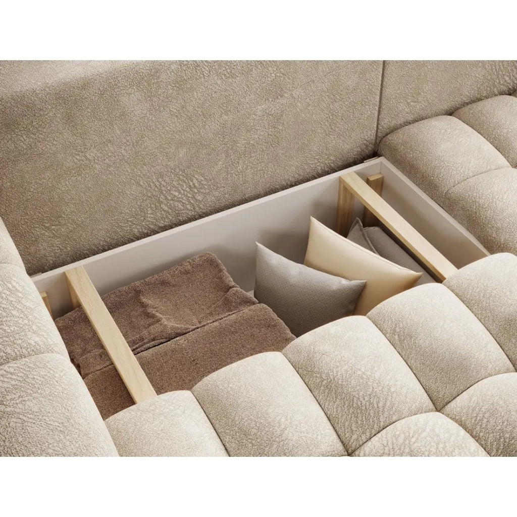 Divano ad angolo convertibile DORY beige 250 cm con vano contenitore angolo destro