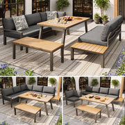 Set salotto giardino 6-7 persone: sedute + set pranzo; ferro zincato; tavolo secchiello ghiaccio; resistente