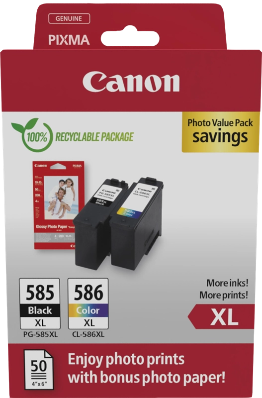 Canon PG-585XL/CL-586 PVP cartuccia d'inchiostro 2 pz Originale Resa elevata (XL) Nero, Ciano, Magenta, Giallo