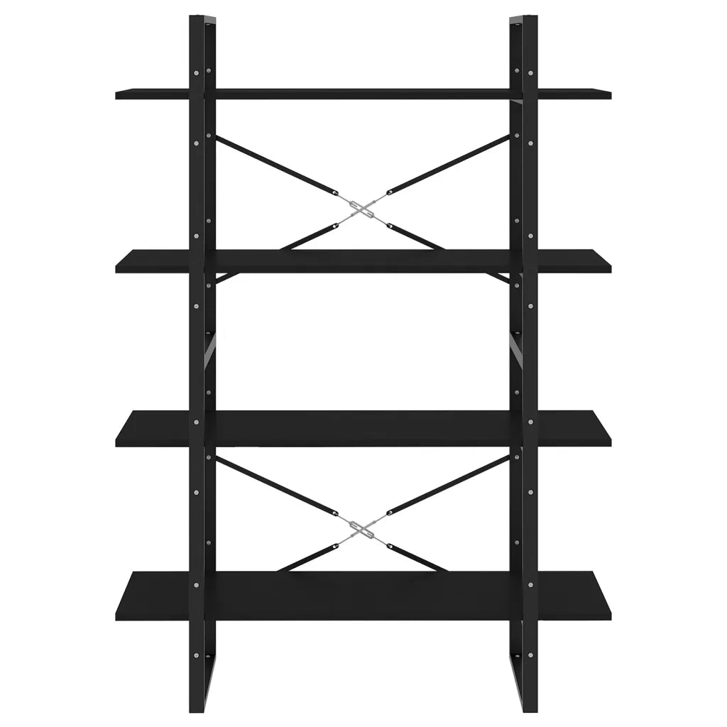 Libreria a 4 Ripiani Nera 100x30x140 cm in Legno Multistrato 806478