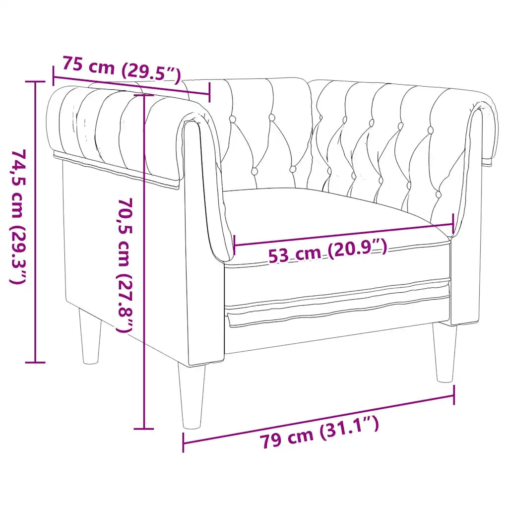 Divano Sedia-Poltrona Chesterfield Marrone in Tessuto