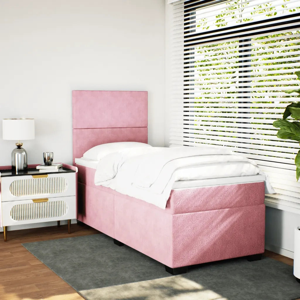 Giroletto a Molle con Materasso Rosa 90x190 cm in Velluto