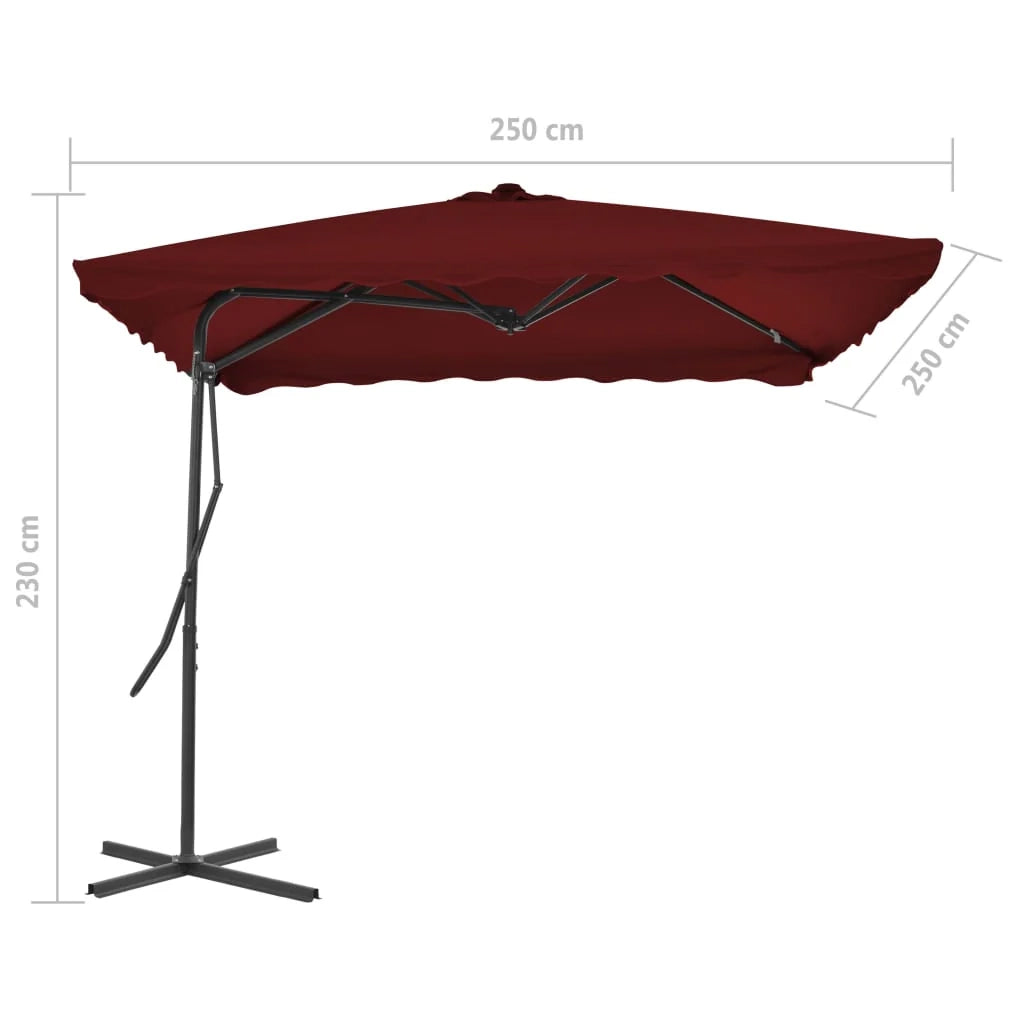 Ombrellone da esterno con palo in acciaio 250 x 250 x 230 cm bordeaux 02_0008204
