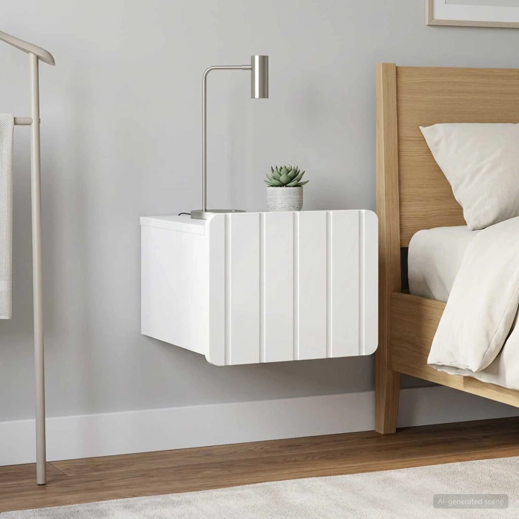 Mobiletto da notte a muro 2 pcs Bianco Lucido 33 x 34,5 x 24 cm 898264