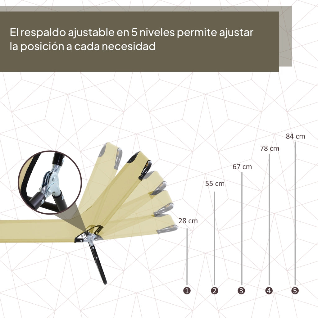 Poltrona Pieghevole Reclinabile a 5 Posizioni ¨C Zephmum ¨C Beige 188x56x28 cm
