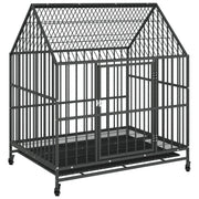 Gabbia per Cani con Ruote Nera in Acciaio Zincato CFW4251046