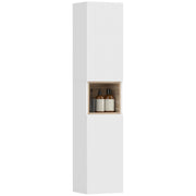 Mobile da Bagno a 2 Ante con Ripiano Aperto e Regolabile ¨C zephmum ¨C Legno, Bianco, 30x24x140 cm