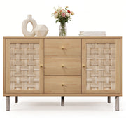 Credenza con 2 ante; 3 cassetti e ripiani regolabili - in legno - 120x40x75 cm - rovere