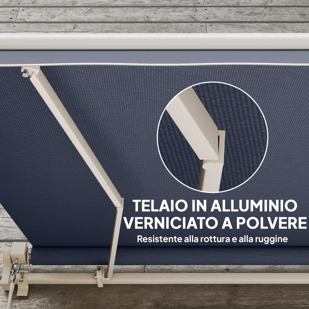 Tenda da Sole per Esterno a Bracci Avvolgibile con Apertura a Manovella, 360x250 cm, Grigio