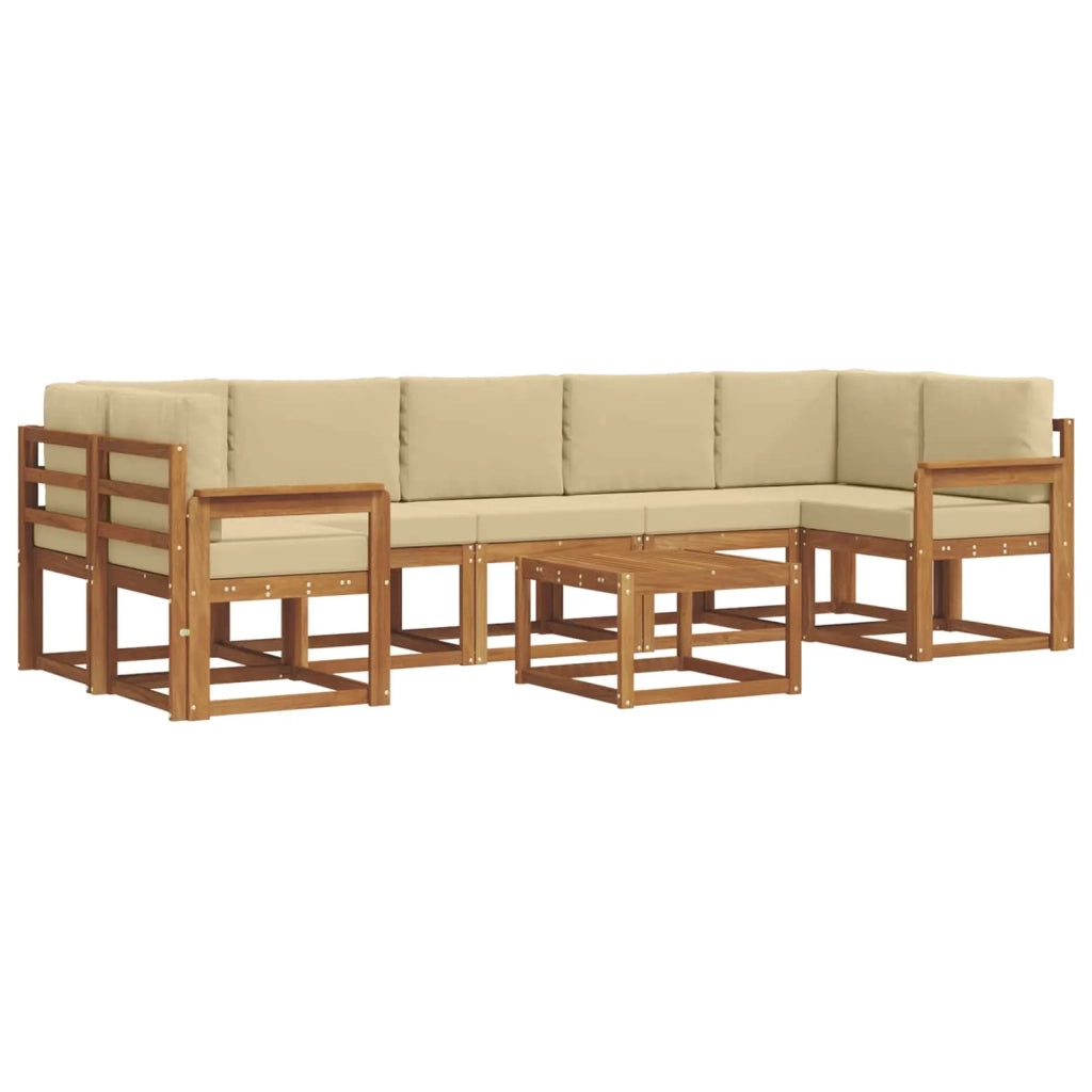 Set di divani da esterno con cuscino 8 pcs Naturale e Beige