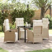 Set da Pranzo per Giardino con cuscino 5 pcs Beige polyrattan 3380555