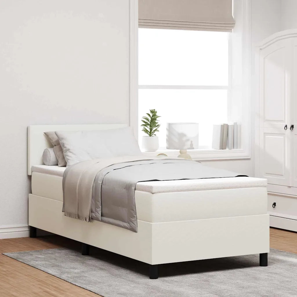 Letto a molle Crema e Bianco 100 x 200 cm Tessuto in Cords 3337501