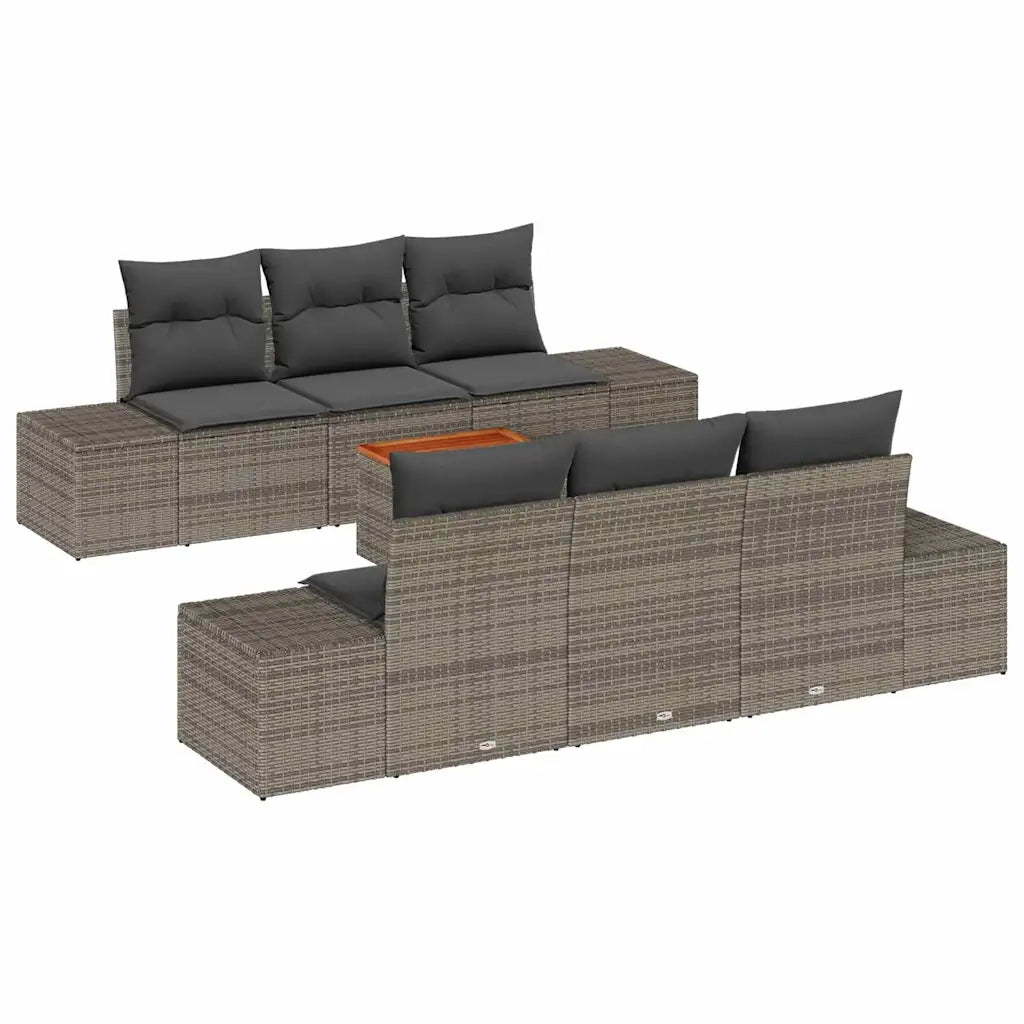 Set Divano da Giardino con cuscino 7 pcs Grigio polyrattan