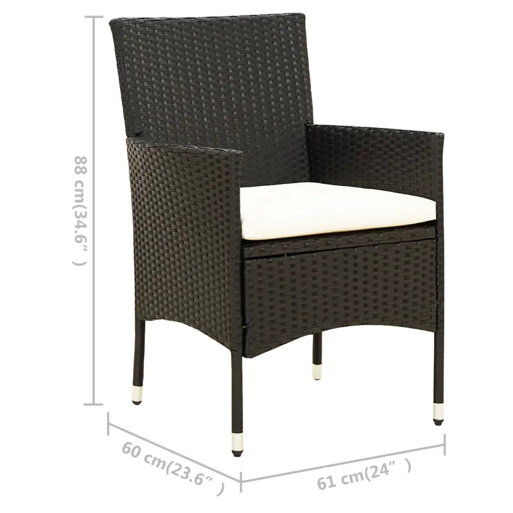 Set da Pranzo da Giardino 5 pz | Set Salotto da Giardino con Cuscini in Polyrattan Nero