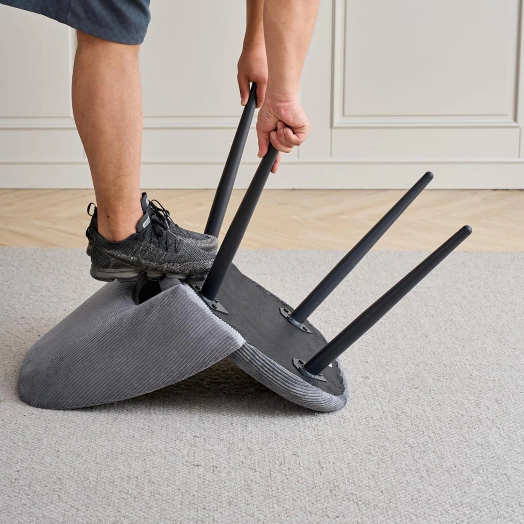 GrandCA HOME Set Tavolo e Sedie da Pranzo,Tavolo Rotondo Moderno da 100 Cm,4 Sedia da Pranzo In Velluto a Coste Traforato,adatto Per Cucina, Soggiorno, Caffetteria(Travertino Giallo + Mix B)