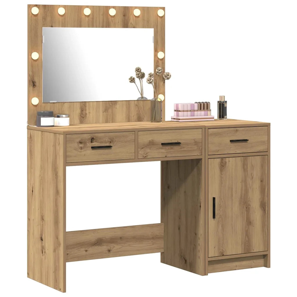 Toeletta | Tavolo da Trucco con cassetto 2 pz Marrone Legno multistrato