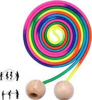 Telaio a spirale da 5 metri per più giocatori - colori arcobaleno con impugnatura in legno a palla