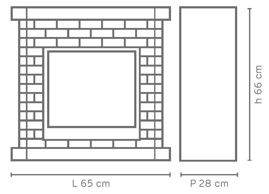 Camino Elettrico da Pavimento 66x65x28 cm Effetto Fiamma 1800W Vannini Bricchetto