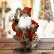 Trade Shop - Babbo Natale Nordico In Plastica Vestiti In Tessuto 30cm Decorazione Natalizia -