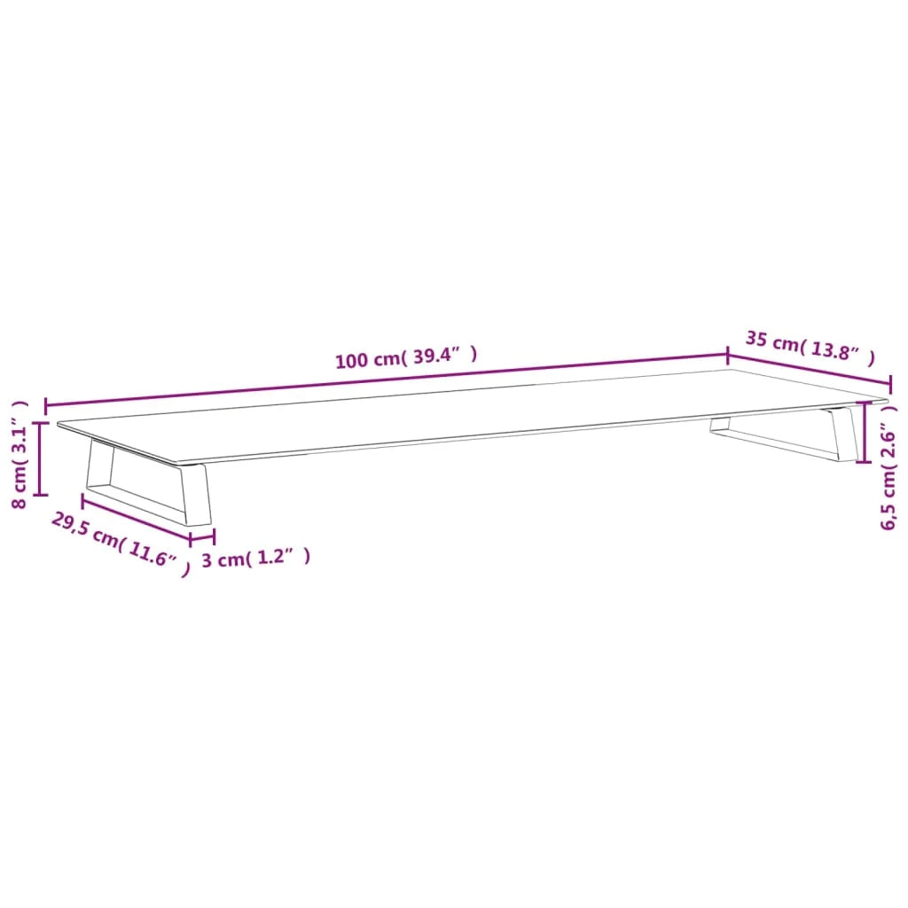 Supporto per monitor mobile da scrivania 100 x 35 x 8 cm vetro temperato e metallo bianco 02_0044852