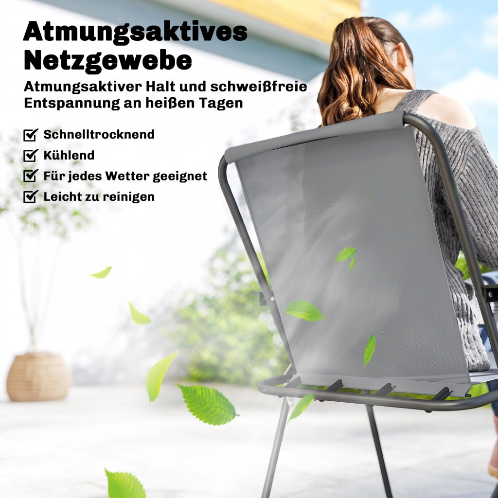Set mobili giardino 6 posti ¨C Xylo ¨C tavolo vetro 119x68cm 6 sedie pieghevoli ombrellone grigio