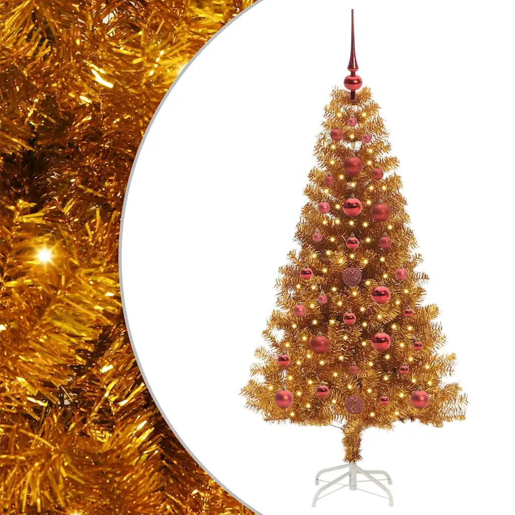 Albero di Natale con 150 LED con supporto Oro 120 cm PET 3396603