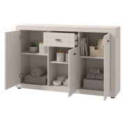 Madia Perca, Credenza un Cassetto, 147.5x41.5x91.5h cm Bianco Crema