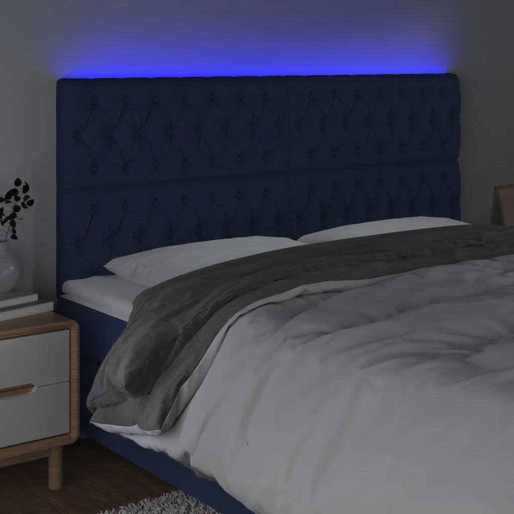 Testiera | Testata a LED Blu 200x7x118/128 cm in Tessuto