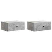 Mobiletto da notte a muro con cassetto 2 pcs Grigio Cemento 898112