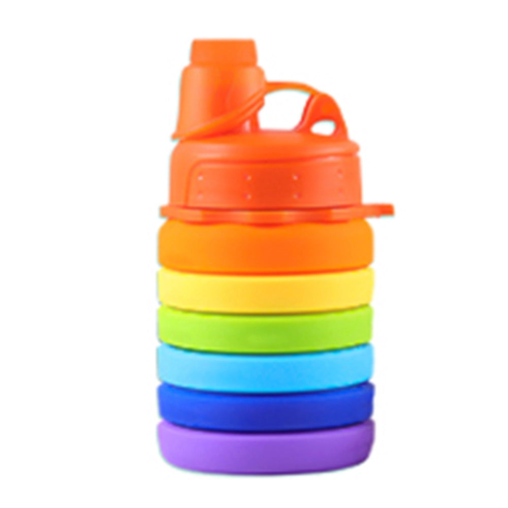 Trade Shop - Borraccia Pieghevole Arcobaleno In Silicone Portatile Per Scuola Viaggi Campeggio 500ml -