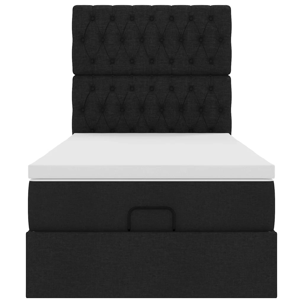 Pouf Letto con Materasso Nero 100x200 cm in Tessuto 3313218